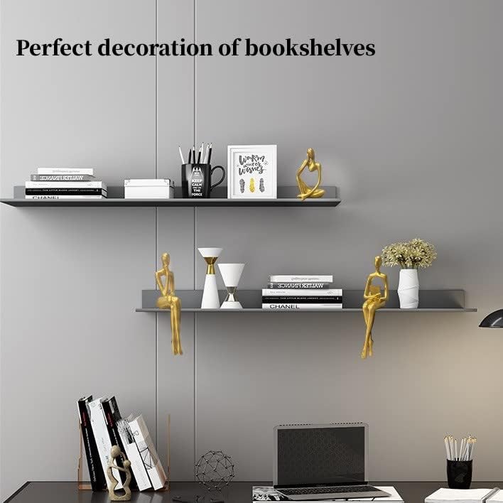 Gold Home Decor Thinker Statue Accents, Set of 3 Thinker Sculptures Office Decor Modern Abstract Resin Decoration on Shelf Table Desk for Living Room Office Bedroom (Large Gold)