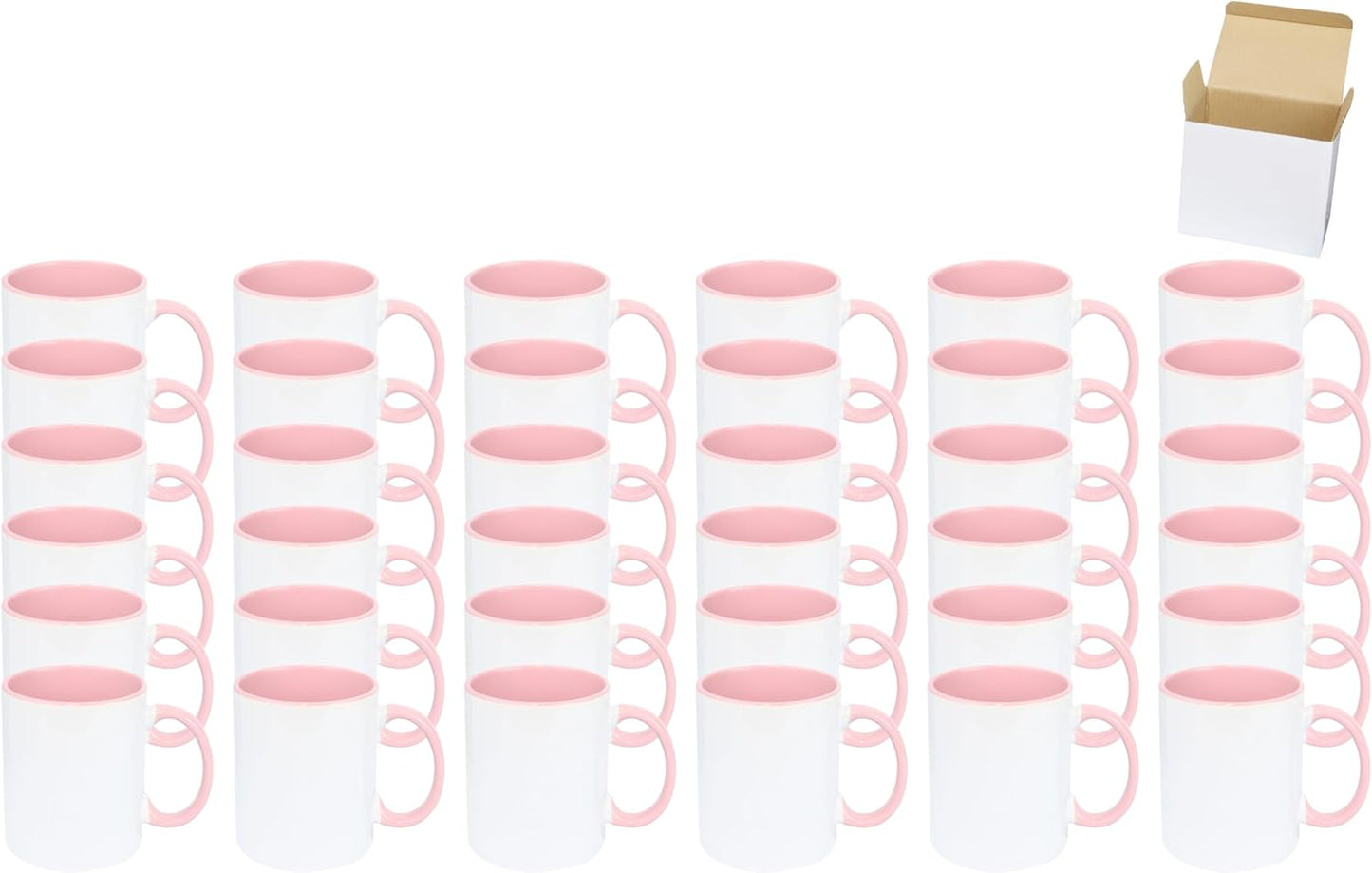 11oz Ceramic Sublimation Coffee Mug in White Gift Box, Case of 36 (Pink)
