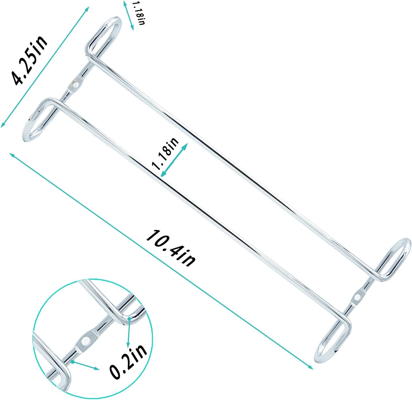 10 Inch Wine Glass Rack Under Cabinet Shelf Stemware Storage Hanging Hanger Organizer Glasses Holder with Drying Under Counter Metal for Kitchen and Bar Set of 2 Silver