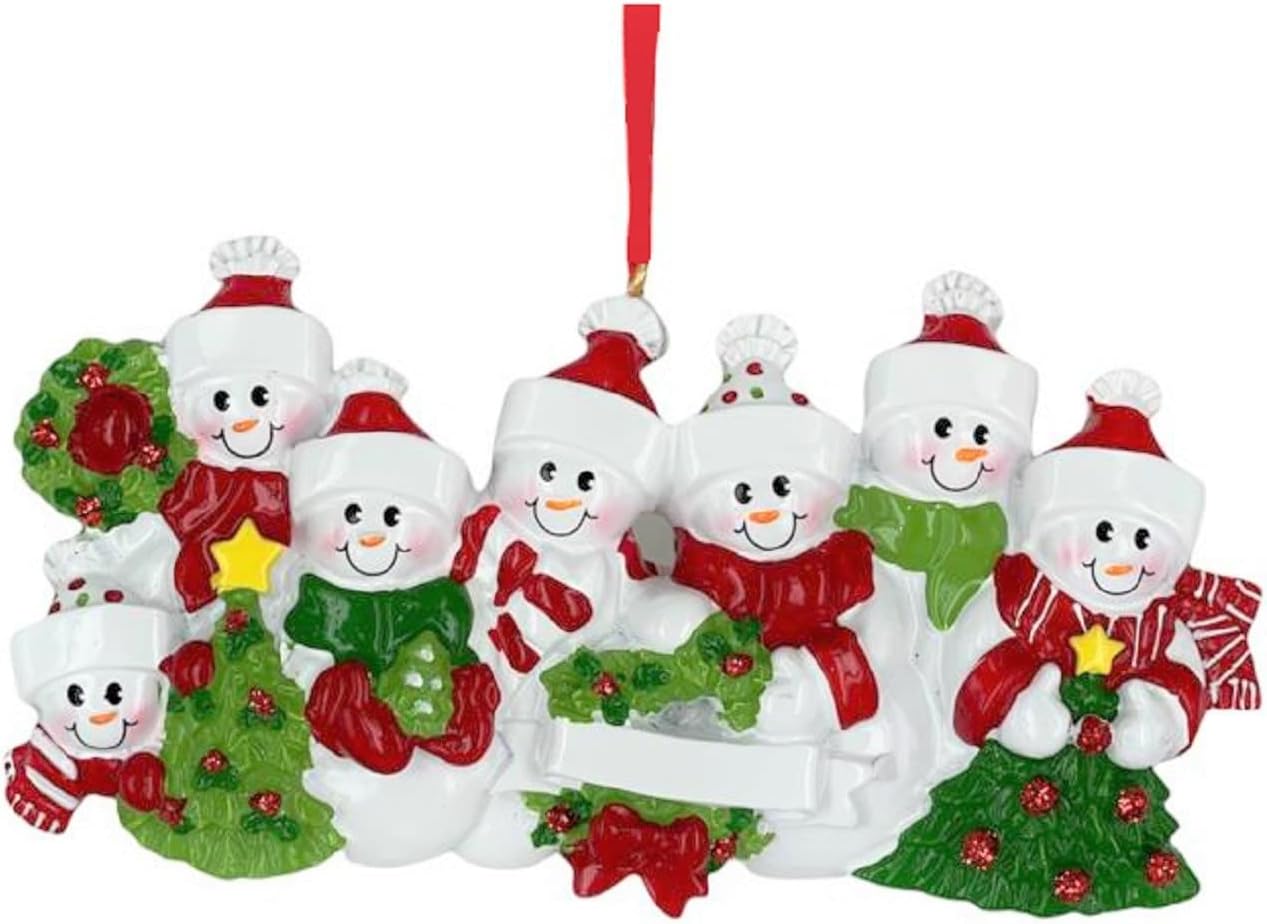 3D Snowman Family of 7 Ornament 2025 Personalized Family Christmas Ornaments 2025 | Snow People Personalized Tree Ornaments for Grandchildren, Siblings & Grandkids of Seven Ornament Snowmen Small Tree