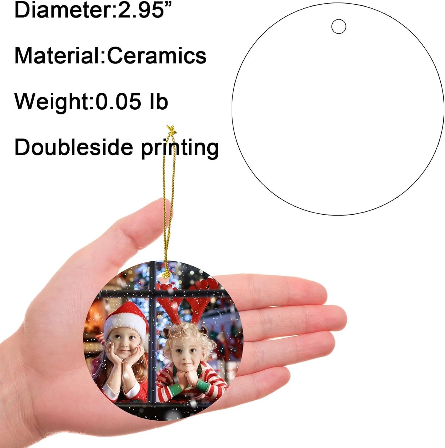 Personalized Christmas Ornaments 2025 w/Picture,Double-Sided Ceramics Custom Christmas Ornament - Upload Any Photo,Optional Text - Picture Ornaments,Customized Xmas Ornament,Round