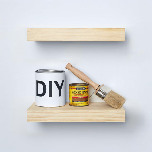 Homeforia 12 inch Natural Floating Shelf, High End Solid Real Wood 12inch Small Floating Shelves for Wall Mounted, Natural Wooden Floating Shelves, Heavy Duty Bracket, 12 X 6.5 X 1.75 in, Set of 4