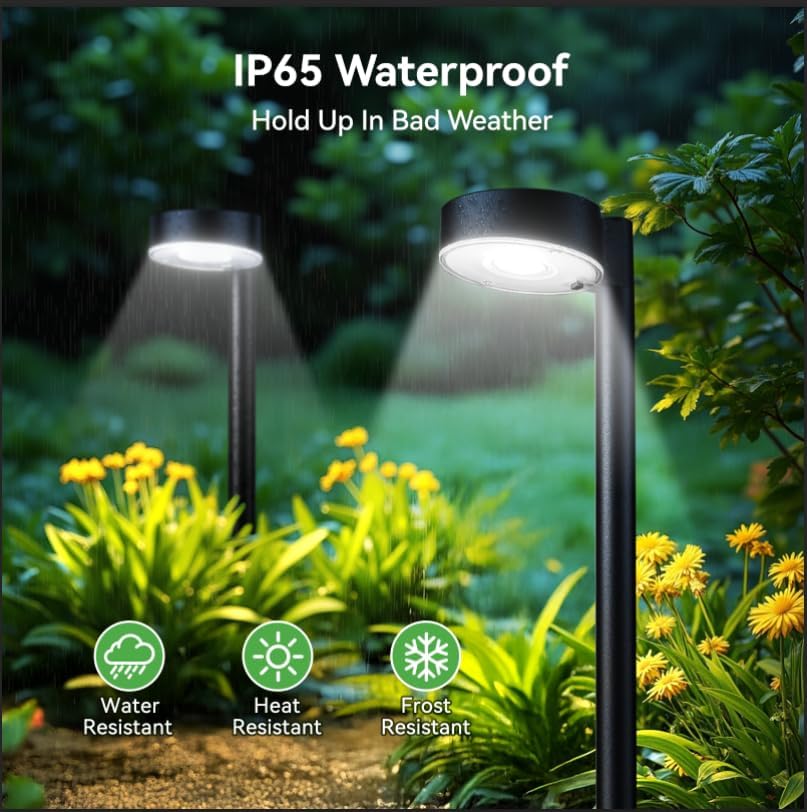 12 Pack Solar Pathway Lights Outdoor, 12 Brighter LED Solar Lights Outdoor Waterproof, Up to 12 Hrs Modern Path Light for Yard Garden Walkway Driveway Lawn, Cool White