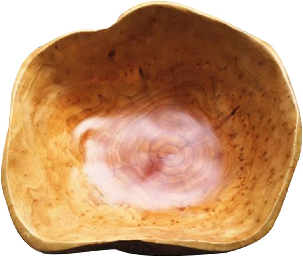 Wooden Bowl Decorative Natural Wood Fruit Bowl, Irregular Creative Wood Bowls, Rustic Hand Carved Candy Snack Keys Serving Bowls for Home Decor (10"-12" Diameter)