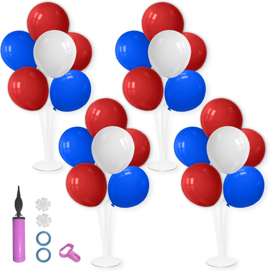 Red White and Blue Balloon Stand Centerpiece Table Decorations for 4th of July Father's Day Graduation Birthday Party Decorations(Red white blue set4)