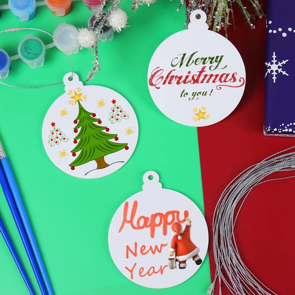 20Pcs 3 Inch Blank Acrylic Christmas Ornaments 2024 White Unfinished Round Acrylic Christmas Ornaments for DIY Craft Hanging Ornaments for Christmas Tree Decoration Xmas Party Decorations