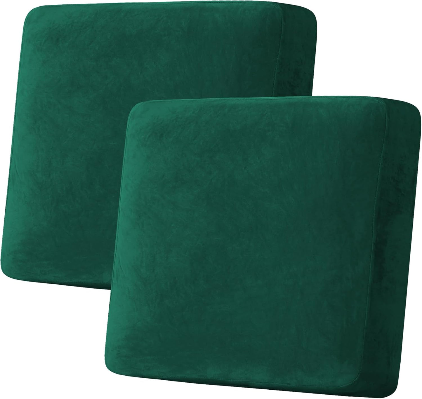 H.VERSAILTEX Velvet Stretch Couch Cushion Cover Plush Cushion Slipcover Cushion Furniture Protector Seat Cushion Sofa Cover (2 Piece Large Sofa Cushion Covers, Vintage Green)