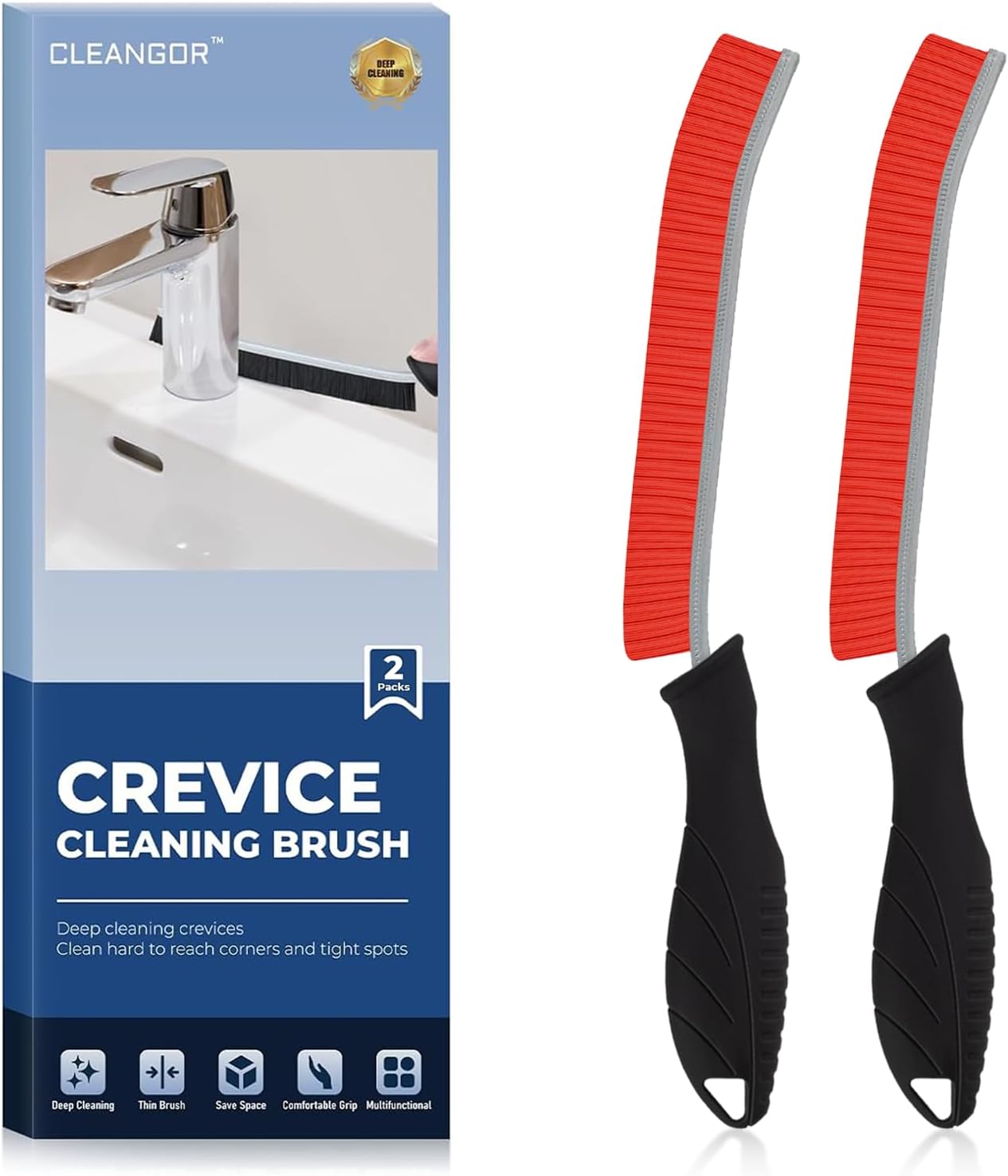 Crevice Cleaning Brushes, Cleaner Scrub Brush Tool for Hard to Reach Tight Space, Home Essentials, Cleaning Supplies for Shower, Bathroom, Kitchen, Toilet, Window
