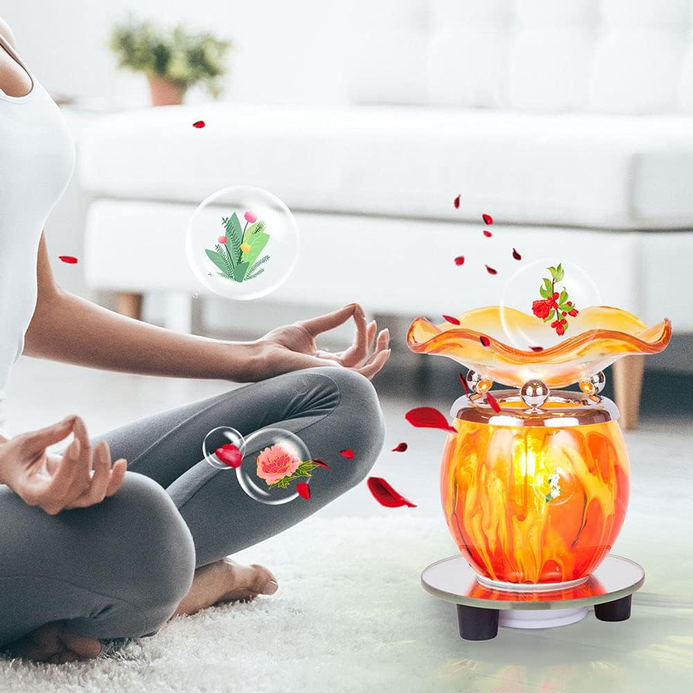 HUNANBANG Electric Oil Melt Warmer Electric Wax Melt Warmer Wax Melter Fragrance Oil Warmer Burner(LW Orange 2)