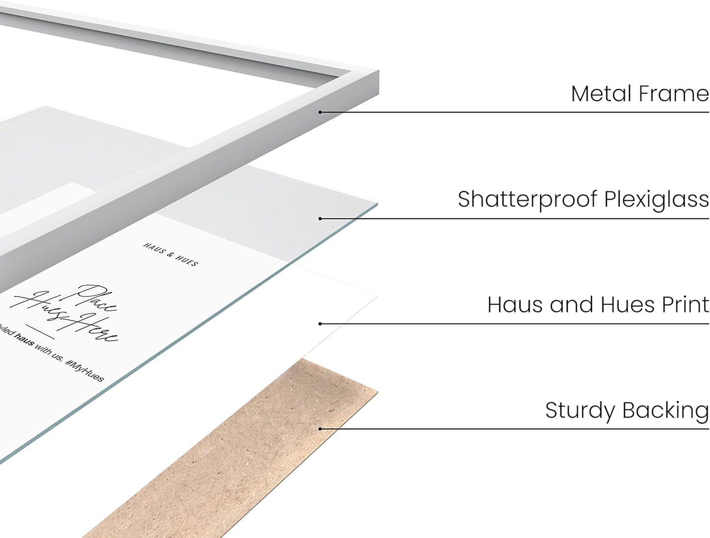 HAUS AND HUES 6x8 White Metal Picture Frames - Bulk Frames 6x8 - Features Premium Aluminum, Vertical Hanging, Easel Back for Tabletop, Home, Office (6x8 in, White, Set of 25)