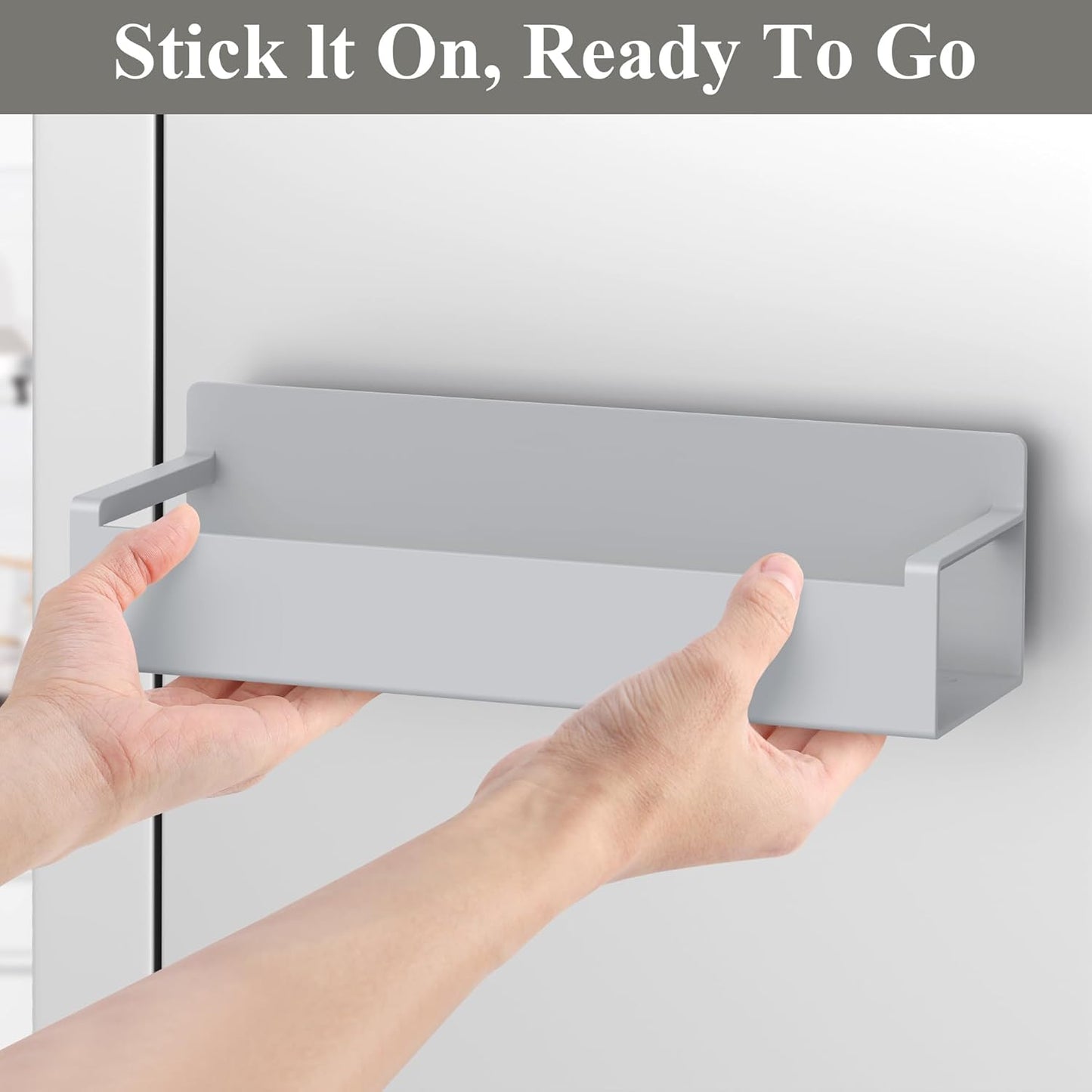 4 Pack Magnetic Spice Rack Organizer for Refrigerator and Oven, Light Gray Fridge Organizers and Storage for Kitchen