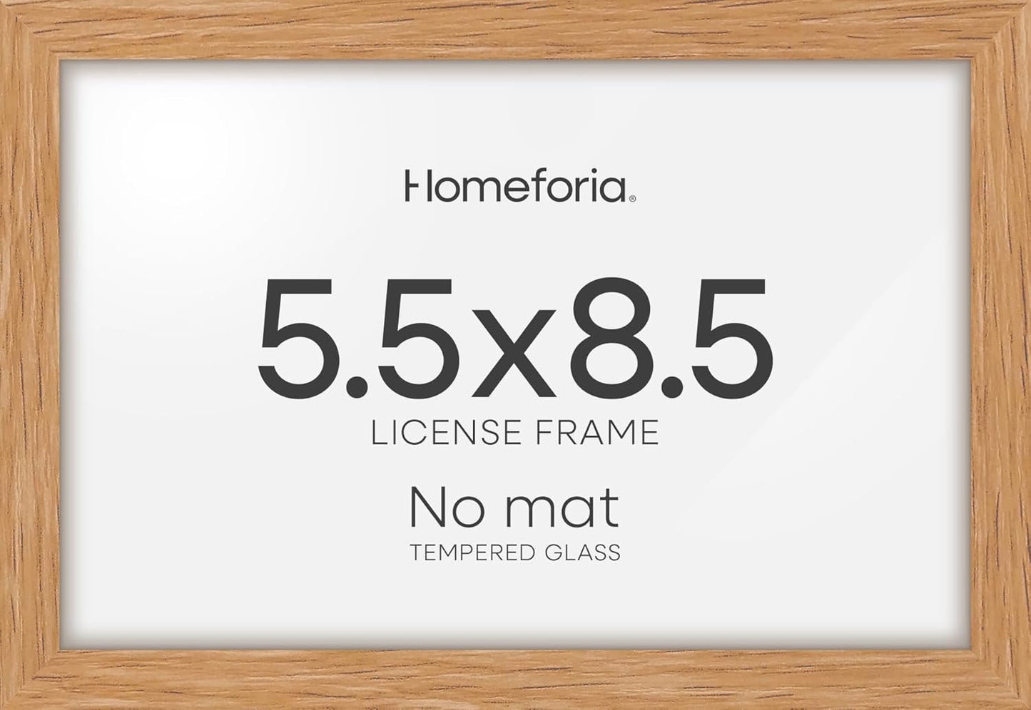 Homeforia 5.5x8.5 Business License Frame Wood, High End Natural Oak 5.5 x 8.5 Certificate Frame, 8.5x5.5 Document Frames for Wall or Tabletop, Wooden Picture Frames, Tempered Glass, Wall Kit, Set of 1