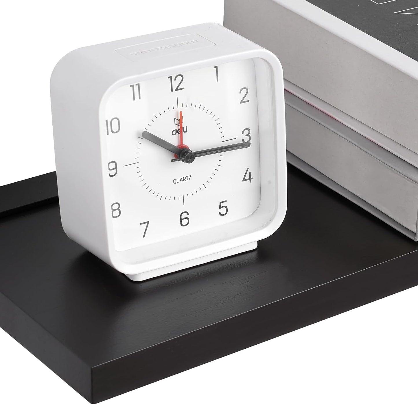 Meangood Floating Shelves Black 17 inch Wall Mounted Natural Bamboo Wood Wall Storage Shelves for Bedroom,Living Room,Bathroom, Kitchen（Set of 2）