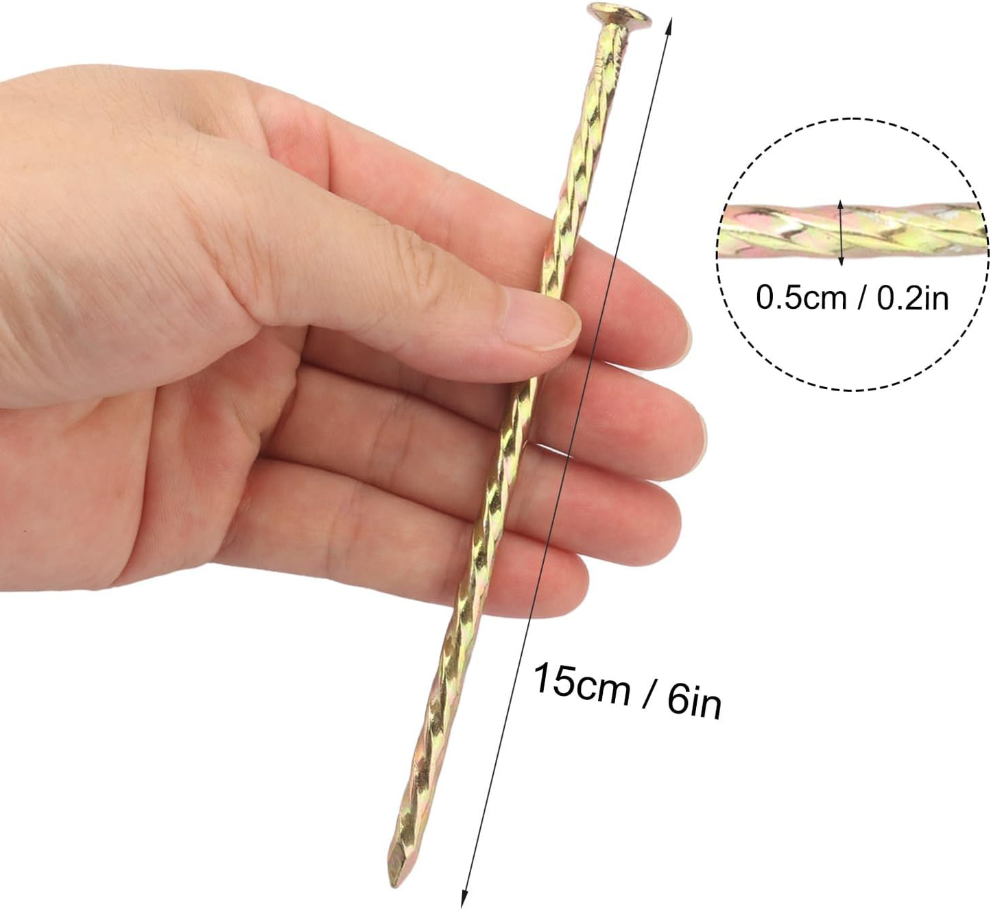 100 PCS 6 Inch Spiral Metal Galvanized Landscape Spikes, Galvanized Non-Rust Metal Garden Stakes, Garden Nails for Artificial Turf, Weed Barrier, Tent, Carpentry and More, by GENHAKON.