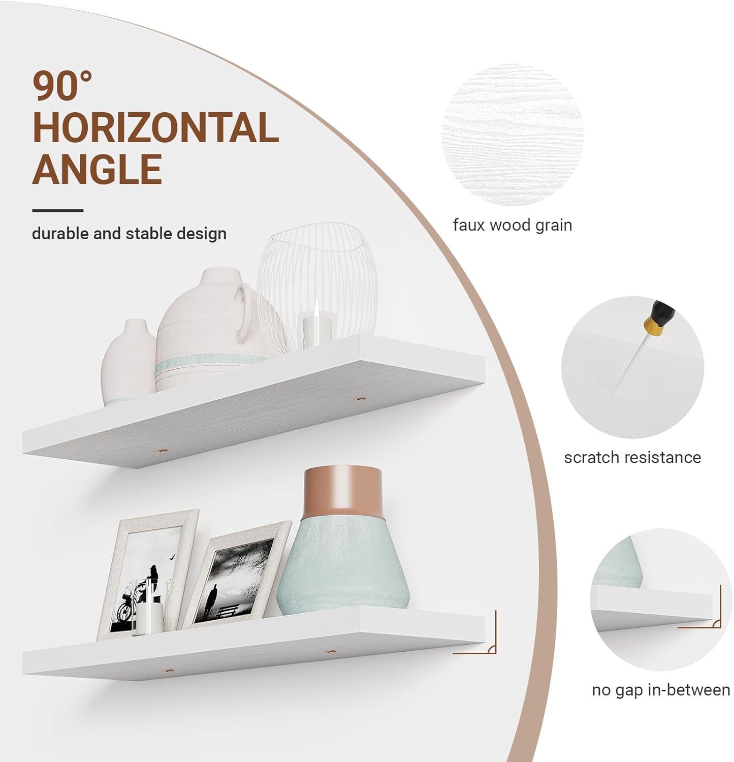 40 Inches Floating Shelves for Wall,9.3" Deep White Long Floating Shelves Set of 2,Large Display & Storage Shelf,Wall Shelf for Bathroom Bedroom Living Room Kitchen Office