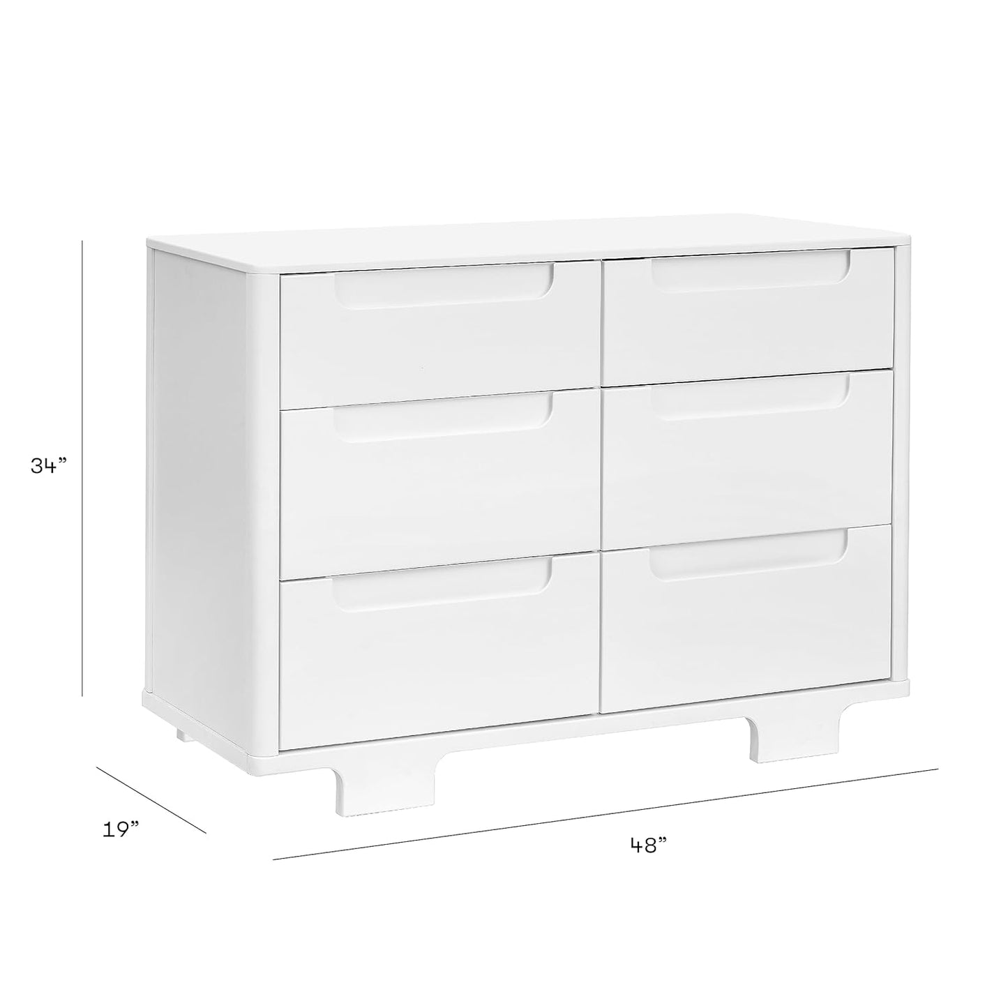 babyletto Yuzu 6-Drawer Dresser in White, Greenguard Gold Certified