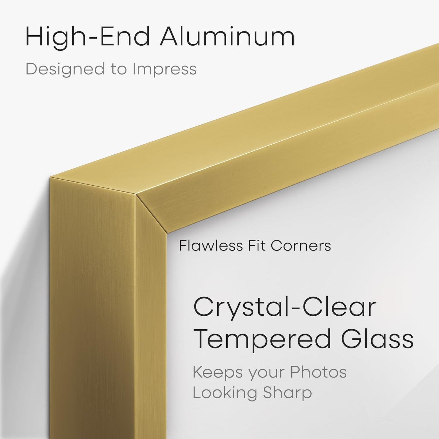 Homeforia 18 x 24 Poster Frame Gold, High End Metal 18x24 Picture Frames with Mat 16x20 Photo, 18 x 24 Gold Frame Matted to 16 by 20 Print, 24x18 Thin Hanging Frame, Tempered Glass, Wall Kit, Set of 1