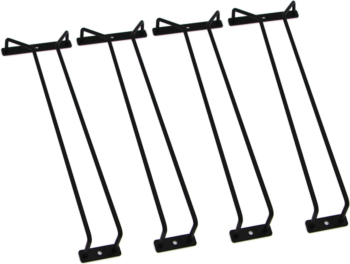 14-Inch Black Wine Glass Rack, Under Cabinet Wine Glass Holder Stainless Steel Stemware Rack - Hanging Stemware Holder for Cabinet Kitchen Bar, Set of 4
