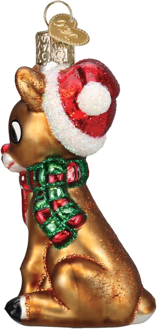 Old World Christmas Rudolph The Red-Nosed Reindeer Rudolph and Clarice Glass Blown Ornament for Christmas Tree