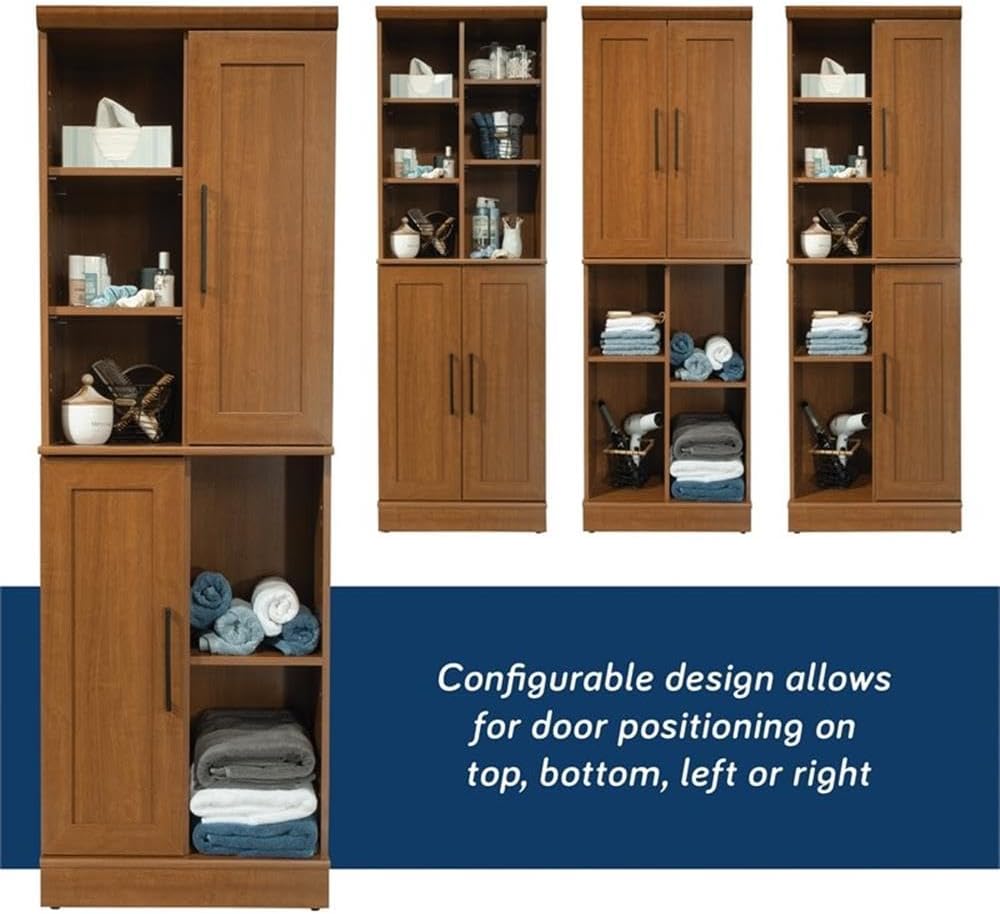 Sauder HomePlus Multi-Room Storage Cabinet with Adjustable Shelves and Door Positioning, Kitchen Laundry Bathroom Pantry Storage Cabinet, in Sienna Oak Finish
