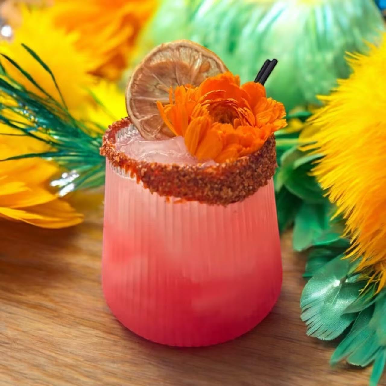 24 Pack Ribbed Origami Ripple Plastic Glasses, 12-9 Ounce Stemless Champagne Flutes & 12-12 Ounce Cups, BPA-Free Disposable Shatterproof Toasting Glasses for Weddings, Bars, and Events (Gold Rim)