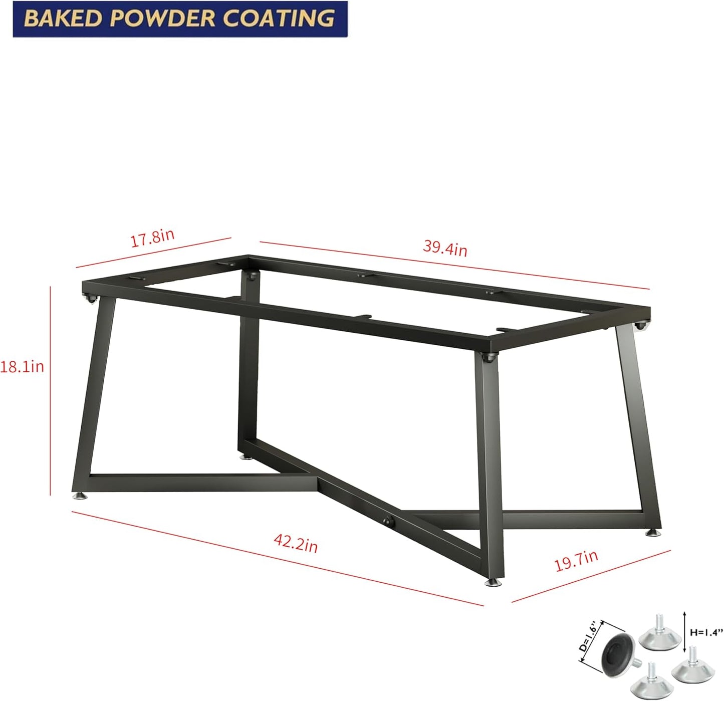 18 Inch Metal Coffee Table Legs, DIY Geometry Desk Base for Table Heavy Duty Furniture Legs for Office Modern Desks Night Stands, End Table, Bench, TV Stands, Etc