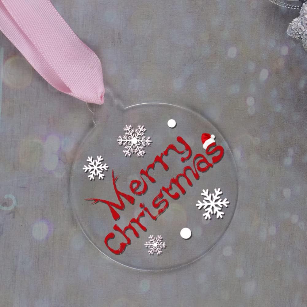 20Pcs 4 Inch Clear Acrylic Christmas Ornaments - DIY Craft Hanging Ornaments for Christmas Tree Decoration
