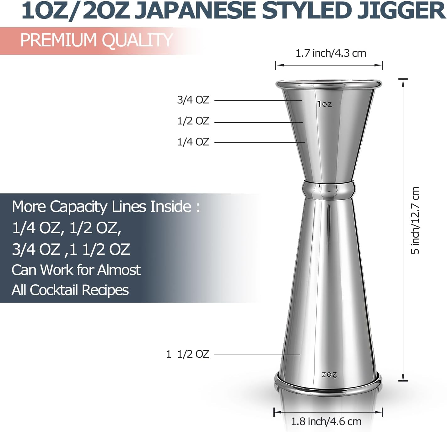 HMYBAR® Mixology Bartender kit | Cocktail Shaker Set | Boston Shaker Set, 20/28 OZ | Martini Making Set for Home Bar. Total 31 pcs incl 39-Recipe Cocktail Cards. Silver Tools. Bamb Stand Black Color