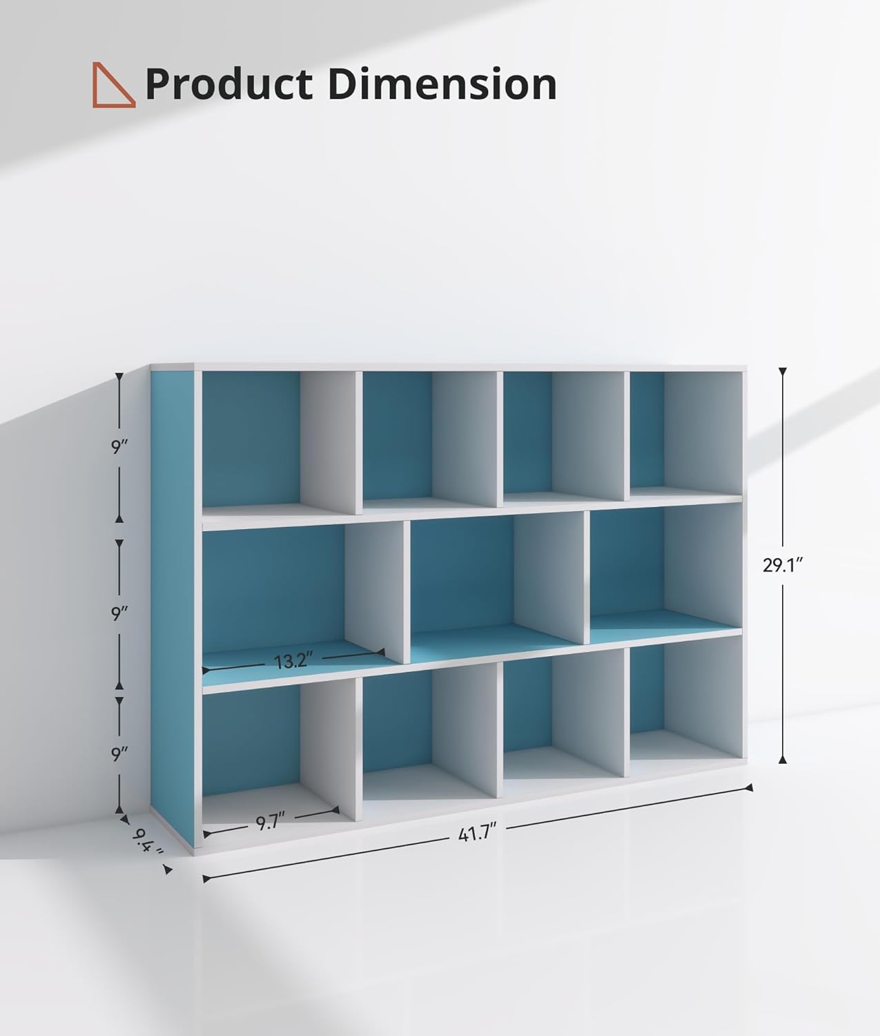 11-Cube Blue Kids Bookshelf and Toy Organizer – Wooden Storage Shelf for Boys Bedroom, Open Cube Bookcase for Toddlers and Playroom Organization