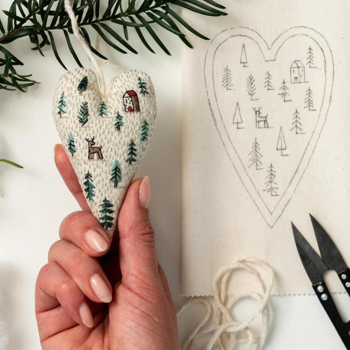 2026 Christmas Embroidery Kit for Beginners - Complete DIY Hand Embroidery Ornament Set with Easy Instructions, Create Festive Tree Hanging Decorations