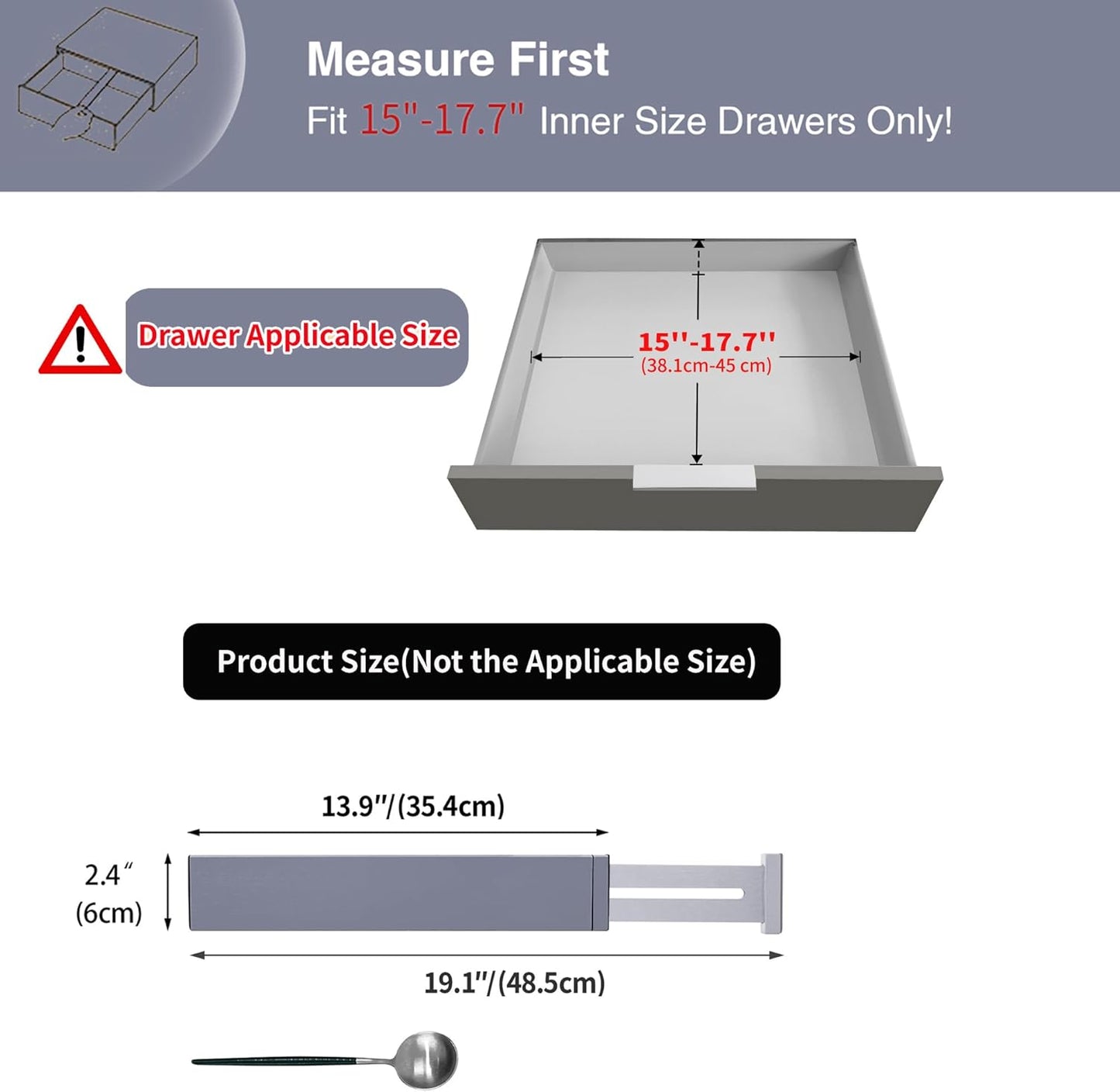 Utoplike 4 PCS Bamboo Kitchen Drawer Dividers(Fits 15"-17.7" Drawer Inner Size), Adjustable Drawer Organizers for Socks, Spring Loaded, Works in Drawer for Bedroom, Dresser