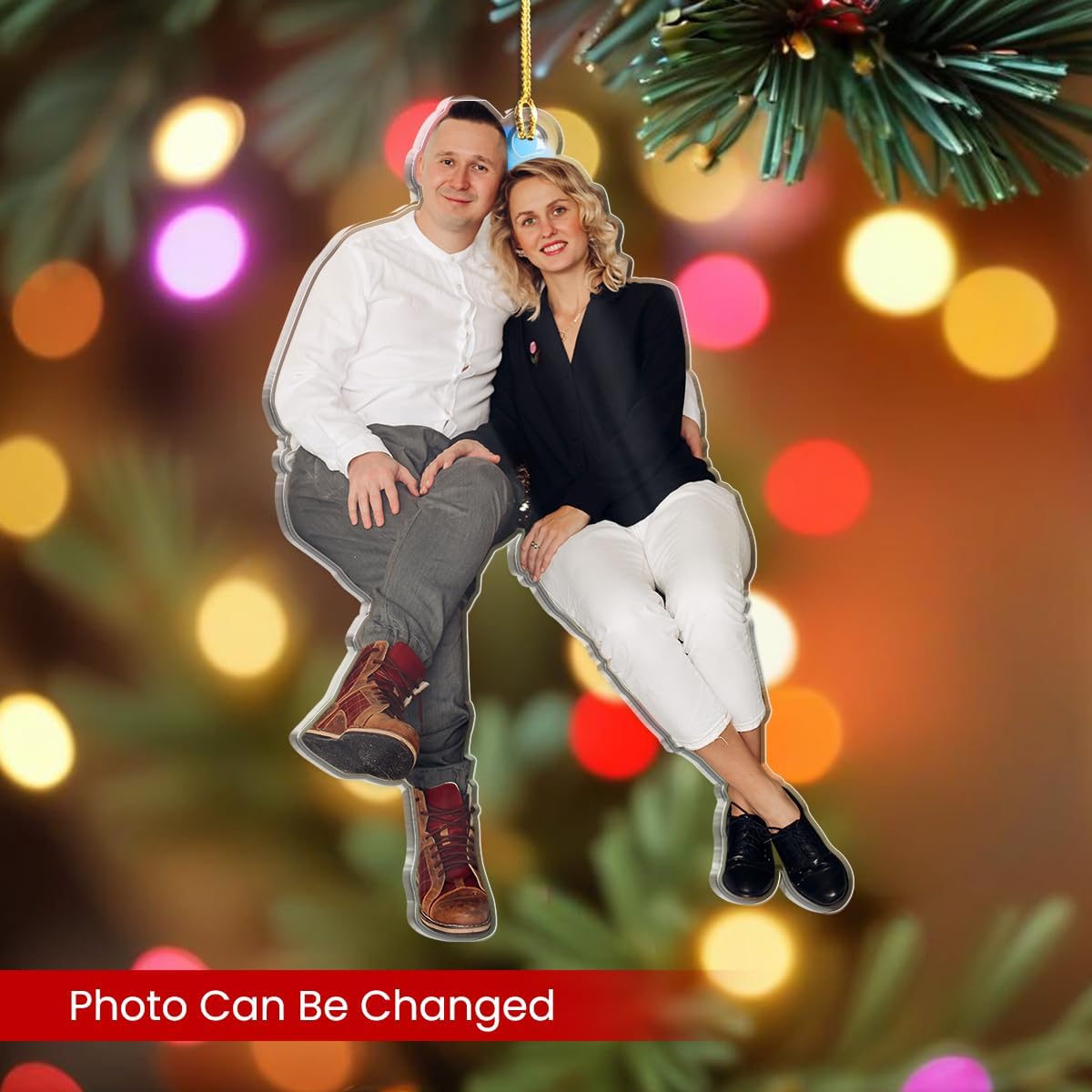 Personalized Photo Ornament for Couple, Custom Acrylic Ornament with Image, Gifts for Men Women, Newlywed Couple, Mom Dad, Christmas Hanging Decor