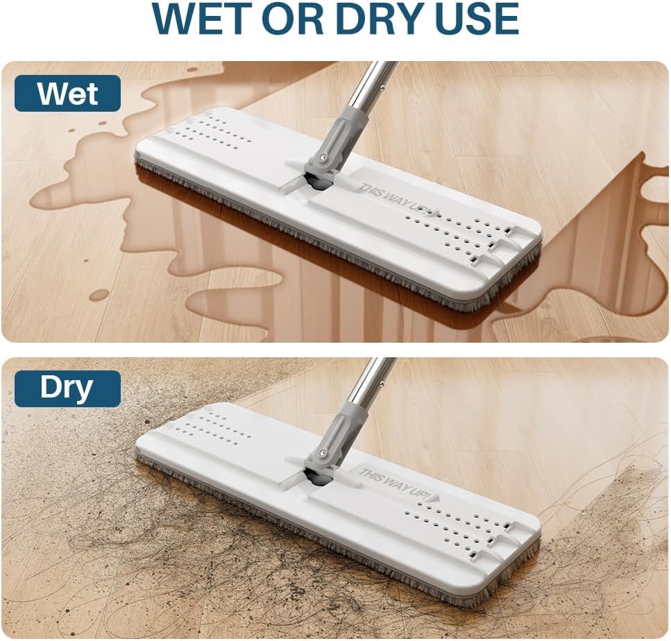 JOYMOOP Mop and Bucket Set, Dust Mops for Floor Cleaning, Wall Mop with 2 Microfiber Mop Head Replacement