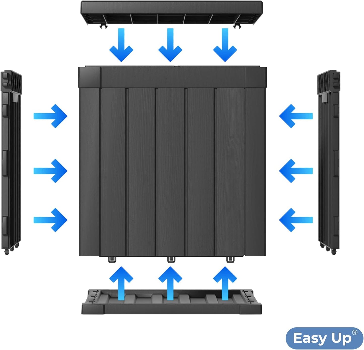 50 Gallon Double-Wall Resin Deck Box - Lockable Waterproof Outdoor Storage Box, 515bs Capacity & Doubles as Seating for Patio Furniture - Garden Tools, Pool Accessories (Black)