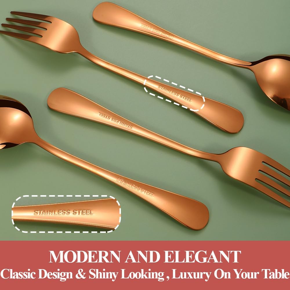 40 Pcs Rose Gold Silverware Set for 8, Food Grade Stainless Steel Flatware Set, Eating Utensils Sets Include Fork/Knife/Spoon,Home Kitchen Tableware Set, Reusable Cutlery Set, Dishwasher Safe