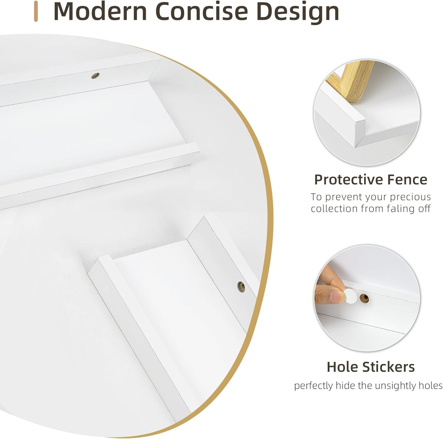 Picture Ledge Shelf, Wood Floating Shelves Set of 2, 36 inch Picture Ledge Shelves, Photo Ledge Nursery Book Shelves Wall Mounted for Living Room Kids' Room Bedroom, Color White