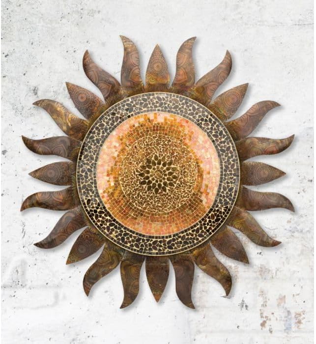 Regal Art & Gift Gold Large Metal Sun Wall Decor - 36 Inch | Indoor Outdoor Rust-Resistant Sunburst Sculpture | Eye-Catching Metal Sun Wall Art Accent for Patio, Garden, Living Room