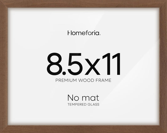 Homeforia Diploma Frame 8.5 x 11 Brown Wood, High End Dark Oak 8.5x11 Certificate Frames, 11x8.5 Document Frames for Wall or Tabletop, 8.5 by 11 Walnut Wooden Frame, Tempered Glass, Wall Kit, Set of 1