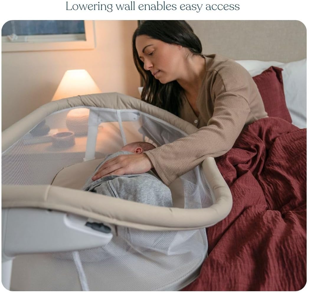 HALO® BassiNest® Lite – Breathable Baby Bassinet Slides Over Bed with Mesh Walls for Airflow & Visibility, Lowering Wall for Easy Access, Portable & Lightweight, Fits Most Beds