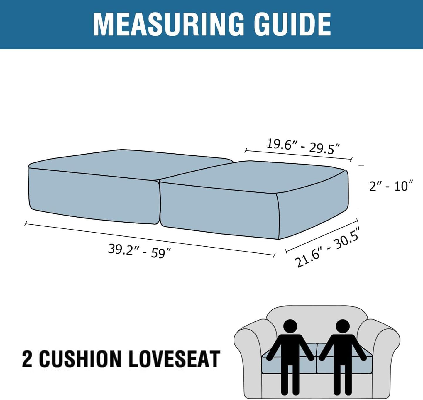 H.VERSAILTEX Velvet Stretch Couch Cushion Cover Plush Cushion Slipcover for Loveseat Cushion Furniture Protector Seat Cushion Sofa Cover (2 Piece Medium Sofa Cushion Covers, Sea Grass)