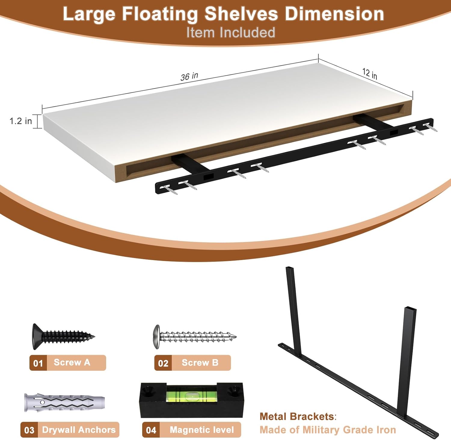 12 Inch Deep Floating Shelves for Wall 3 Pack - Thumbnail 4