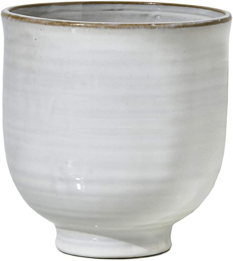 Serene Spaces Living Medium Glazed Ceramic Pedestal Bowl- Centerpiece for Vintage Weddings, Events, Measures 6" Tall and 5.75" Diameter