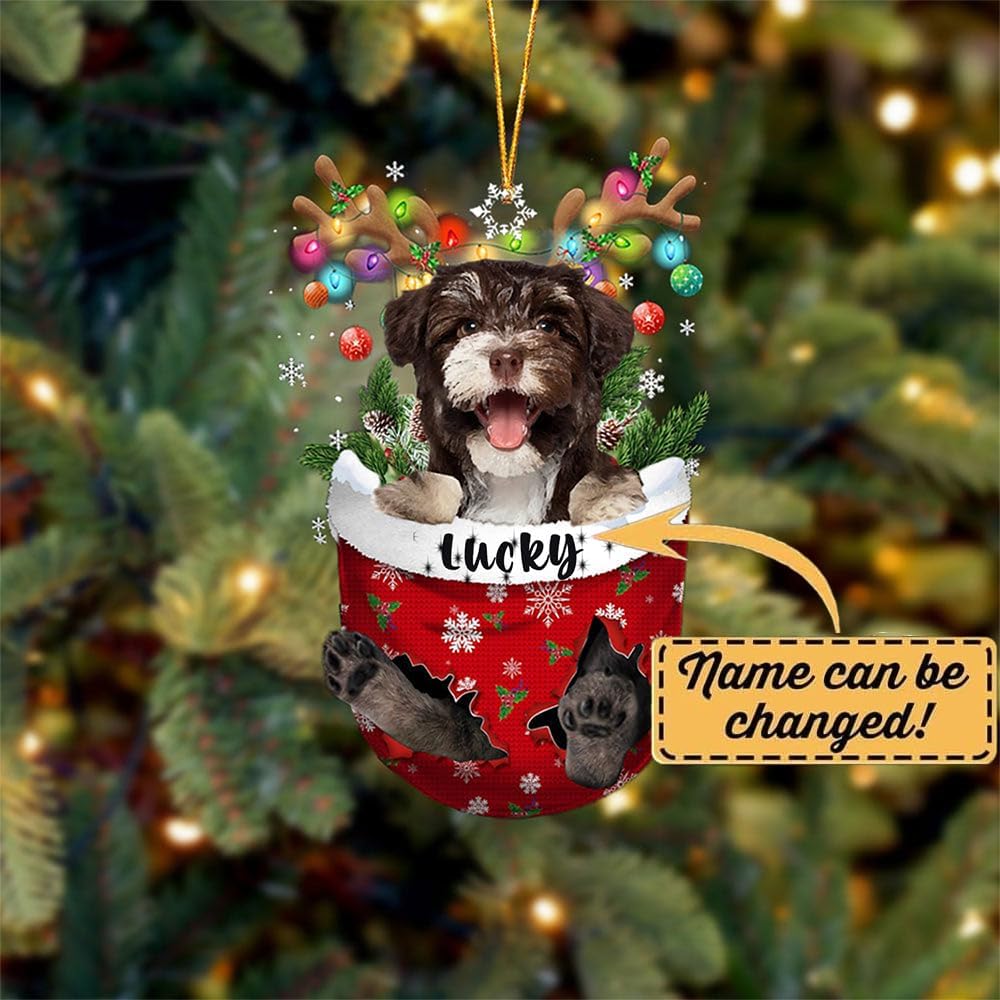 Havanese 2 Dog Christmas Ornament, Havanese 2 in Snow Pocket Christmas Tree Ornament, Dog Lovers Gift Idea Xmas Decor, Christmas Decorations for Tree, Christmas Ornament Gift for Dog Lovers