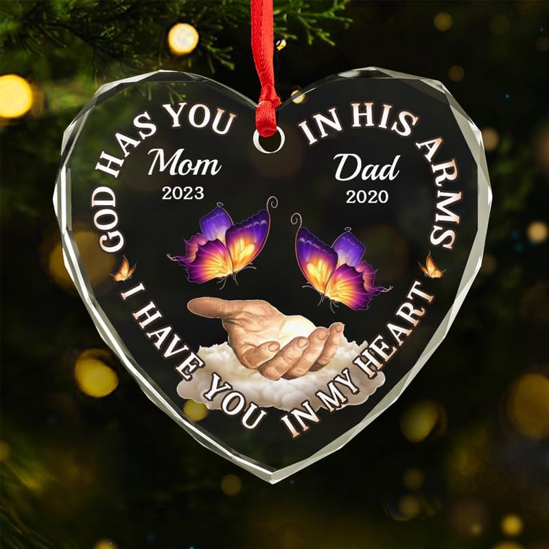 Pawfect House Custom Heart Glass Ornament, Personalized Christmas Memorial Sympathy Gifts for Family Members, I Have You in My Heart, Sympathy Ornaments Gifts for Loss of Loved One, Christmas Decor