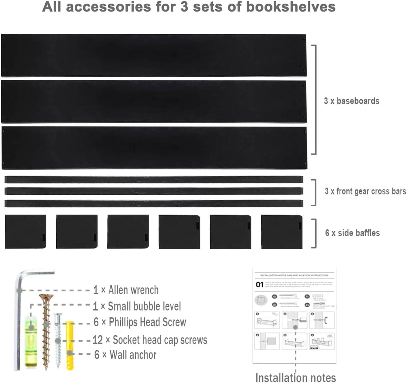 AZSKY Black Nursery Bookshelves for Wall Hanging Kids Bookshelf Baby Book Shelf Organizer Wall Bookshelves Kids Shelves and Storage for Wall Playroom Shelves 36 Inch a Set of 3 Same Sizes