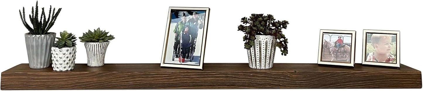 joelsantiques 72 Inch Wooden Floating Shelves for Wall - 72x8x2 in - Made of Natural Wood - Long Heavy Duty Rustic Wall Shelves for Bedroom - Perfect for Living Room, Kitchen - Medium Brown