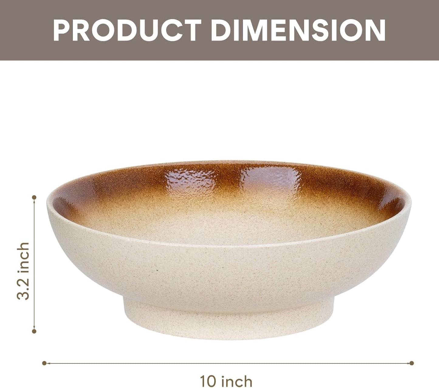 10" Decorative Bowl,Ceramic Fruit Bowl for Kitchen Counter,Coffee Table, Dining Room,Table Centerpiece Bowel,Entryway Key Holder & Jewelry Organizer(Wheat Gold)