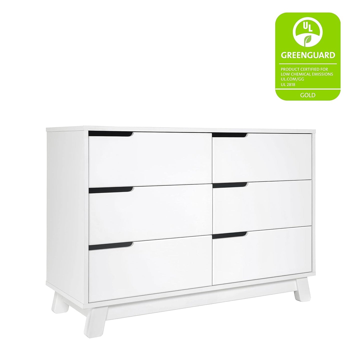 Babyletto Hudson 6-Drawer Assembled Double Dresser in White, Greenguard Gold Certified