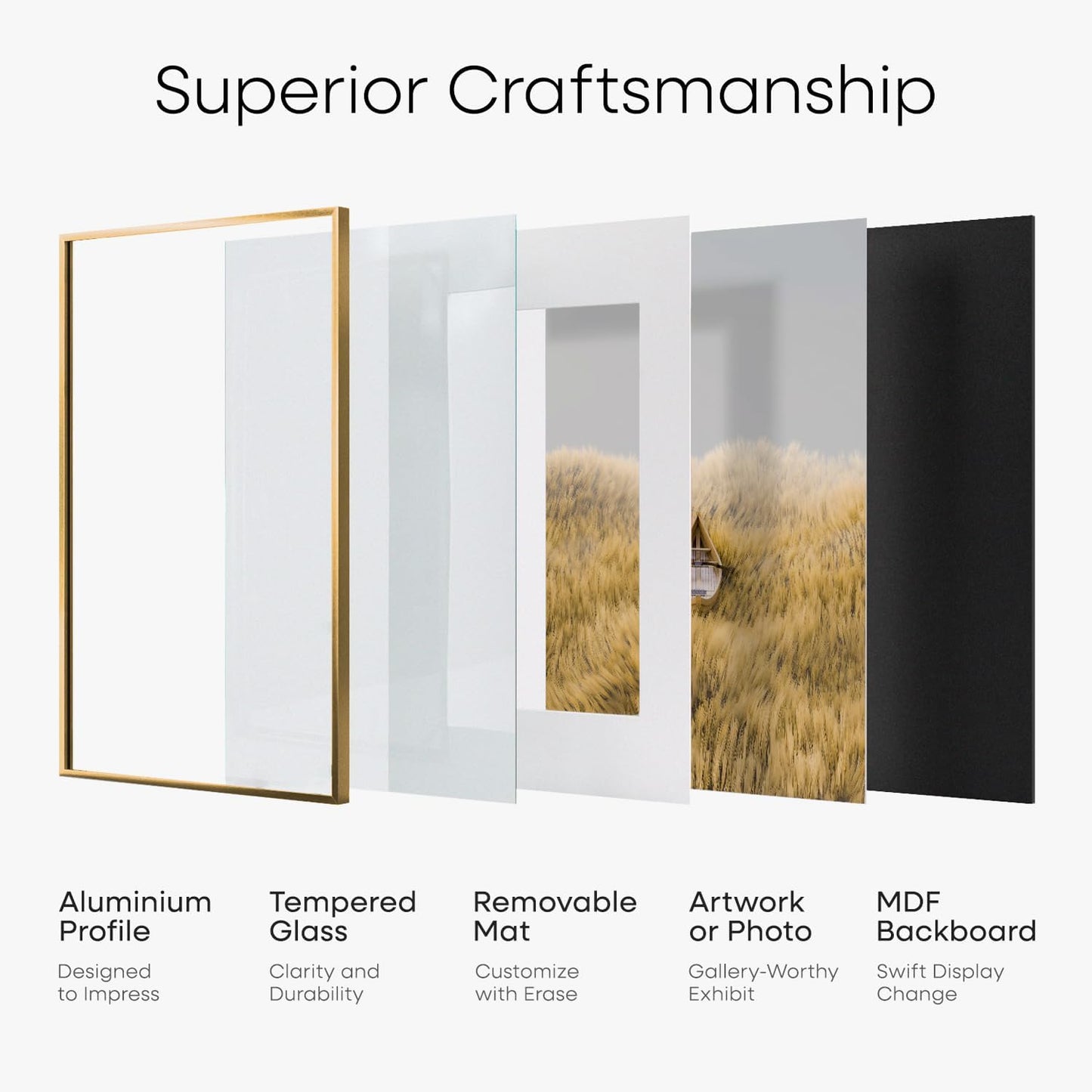 Homeforia 9x12 Frame Bronze, High End Metal 9 x 12 Brass Picture Frames with Mat 7 by 10 inch Photo, 9by12 Poster Frame Matted to 7x10, 12x9 Wall or Tabletop Frames, Tempered Glass, Wall Kit, Set of 1