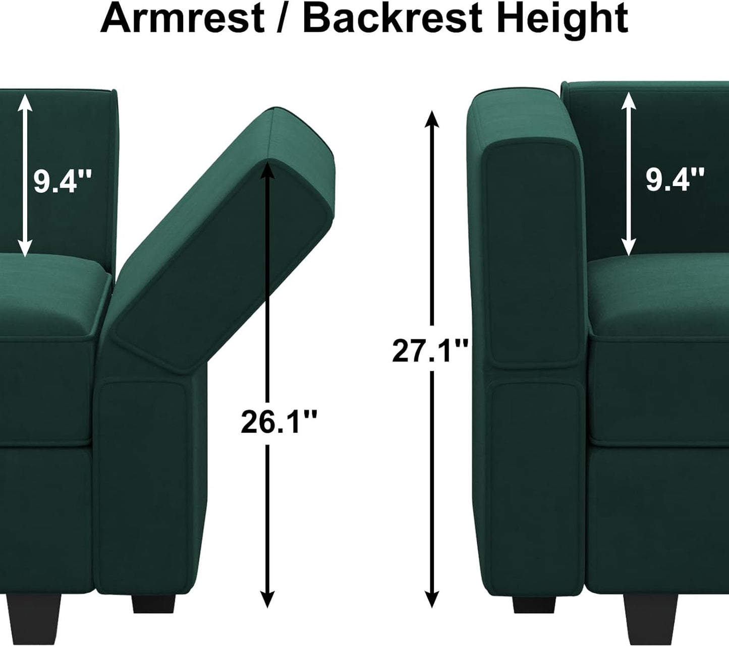 Belffin Modular Sectional Sofa Oversized U Shaped Sectional Couch with Reversible Chaise Velvet Modular U Shape Sofa with Storage Seat Green
